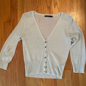 Shimmery silver light weight dressy button up top/layer.